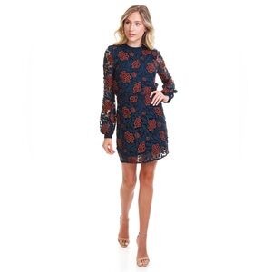 Ali & Jay Dazzling Crochet Floral Lace Long Sleeve Slit Mini Dress Women size L
